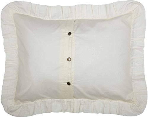 Kathryn Ruffled Standard Pillow Sham, Soft White Linen-Look Textured Fabric