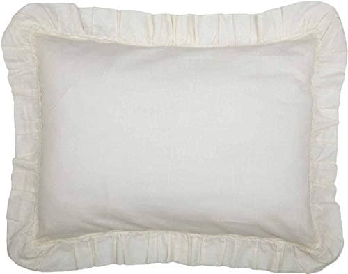 Kathryn Ruffled Standard Pillow Sham, Soft White Linen-Look Textured Fabric