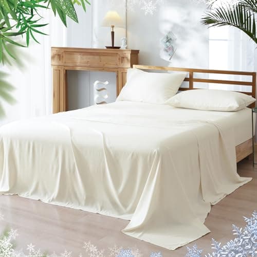 PHF Cooling Bamboo Rayon Sheets Set Twin, Silk Soft & Breathable