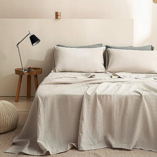 Simple&Opulence 100% Natural Linen Twin Sheets Set, 3 Pcs Breathable & Durable