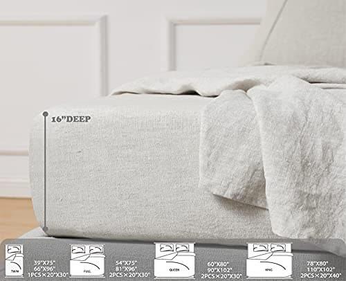 Full Size Linen Bedding Set - 100% French Natural Linen with Stone Washed Finish