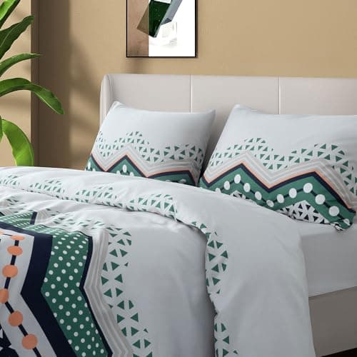 Printed Full Sheet Set with Deep Pocket in Microfiber - 4 Piece Soft and Breathable