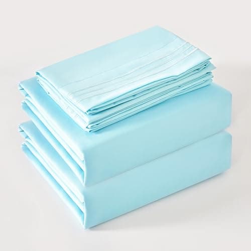 Brushed Microfiber Bedding Sheet Set - 4 Piece Queen Blue