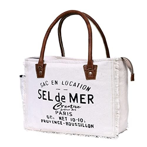 CLA Bags Sel De Mer Upcycled Canvas & Cowhide Tote Bag