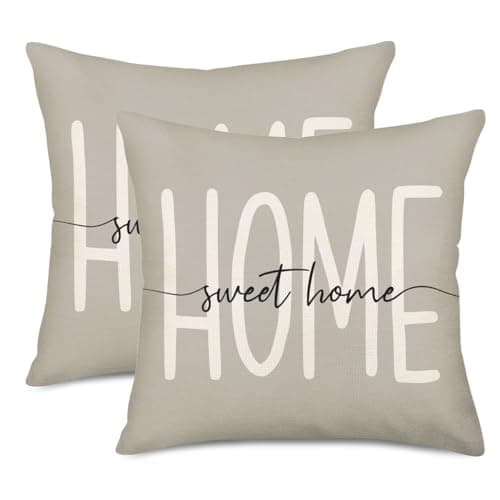 Set of 2 Eucalyptus Pillow Covers 22x22 Inch - Farmhouse Decorations