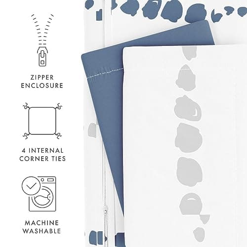 Twin Navy Duvet Cover Set with 2 Pillow Shams - Hotel-Like Comfort, Softness, and Dreamy Prints