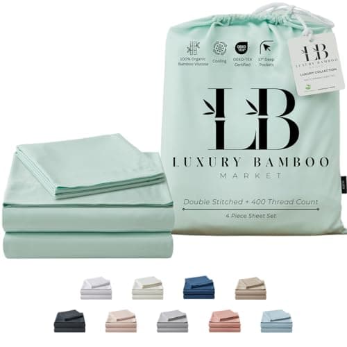 Coastal Green 17" Deep Pocket 100% Bamboo Bed Sheets | Ultra Soft & Cooling