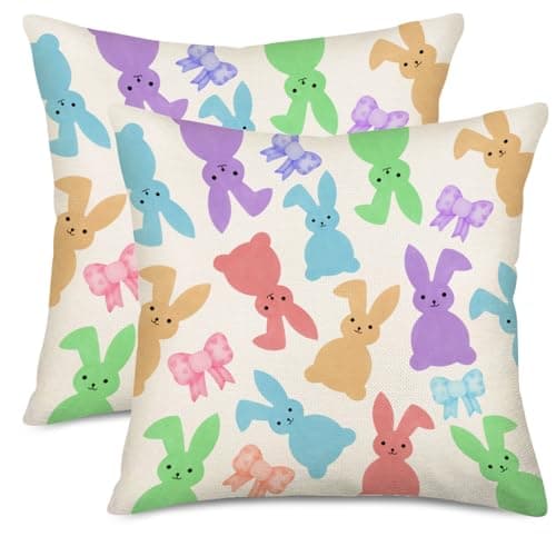 Set of 2 Eucalyptus Pillow Covers 22x22 Inch - Farmhouse Decorations