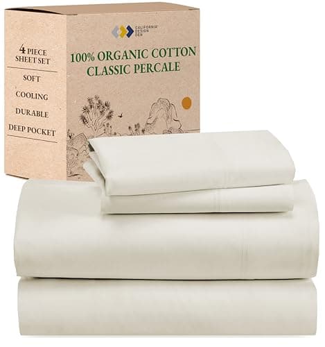 California Design Den 100% Organic Cotton Deep Pocket Sheets - Ivory