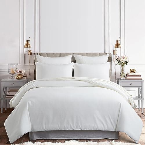 Queen Size White Cotton Comforter Set 3 Pieces