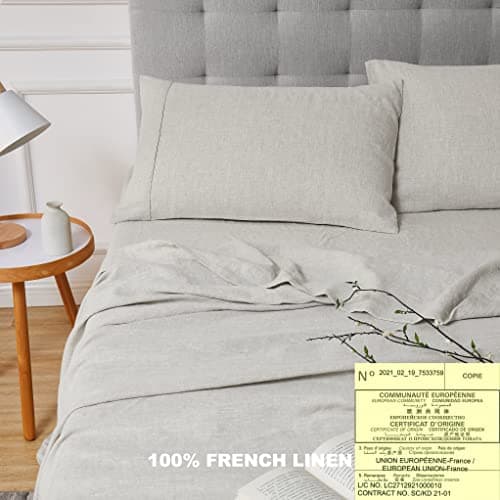 Full Size Linen Bedding Set - 100% French Natural Linen with Stone Washed Finish