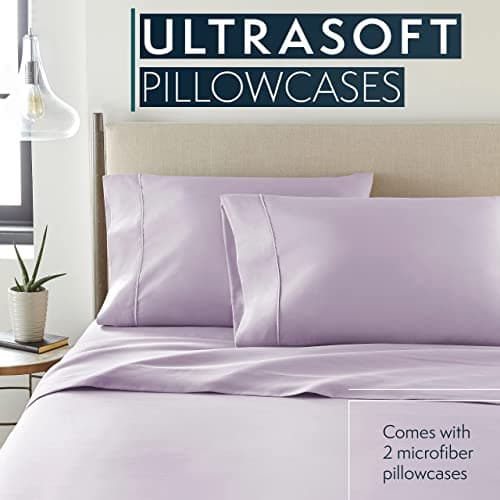 King Pillow Cases Set of 2 - Lavender Microfiber Pillowcases