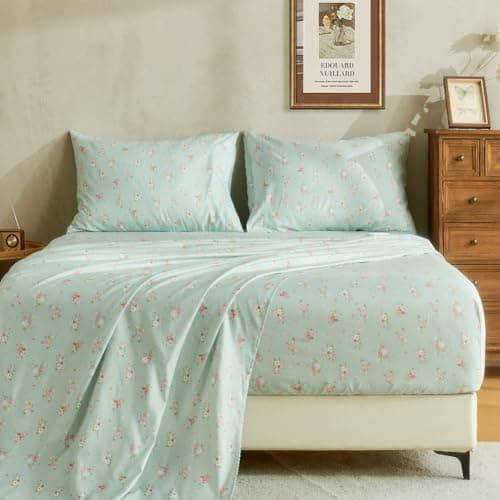 HYPREST Leaf Floral Deep Pocket Bed Sheets, 1800 Thread Count, Oeko-Tex Certified