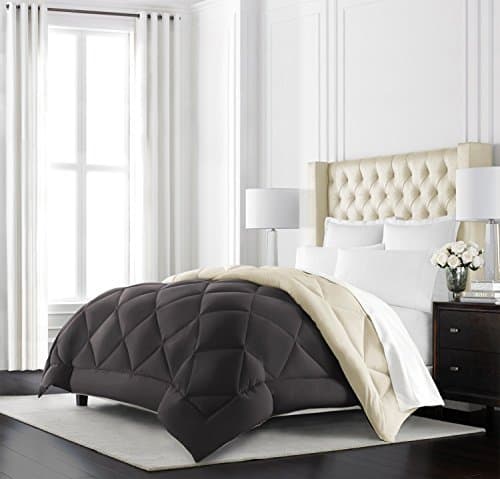 Goose Down Alternative Reversible Comforter - Full/Queen - Brown/Cream