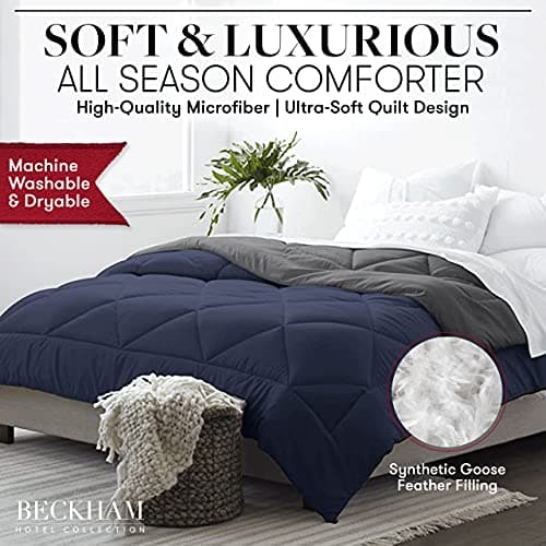 Goose Down Alternative Reversible Comforter - Full/Queen - Brown/Cream