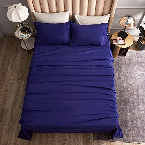 Brushed Microfiber Bedding Sheet Set - 4 Piece Queen Blue