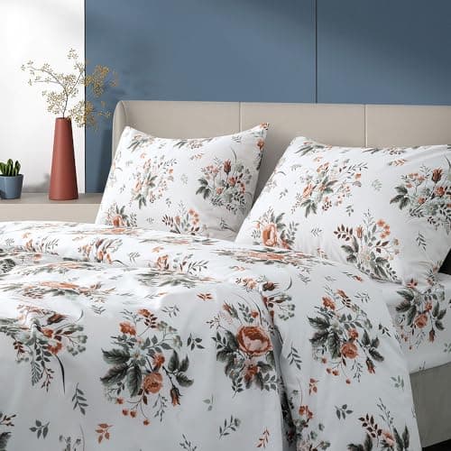 Printed Full Sheet Set with Deep Pocket in Microfiber - 4 Piece Soft and Breathable