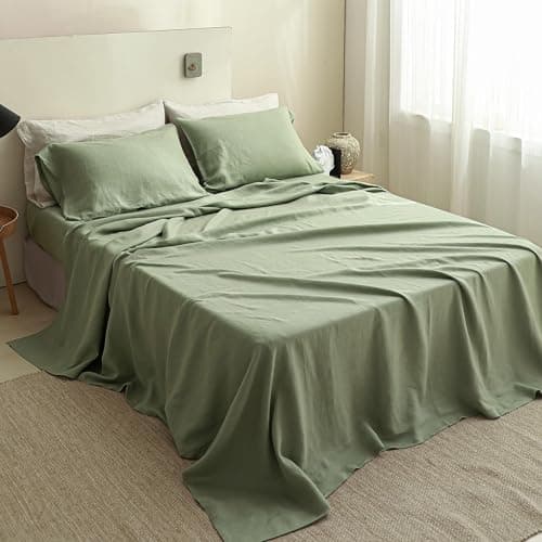 Simple&Opulence 100% Natural Linen Twin Sheets Set, 3 Pcs Breathable & Durable