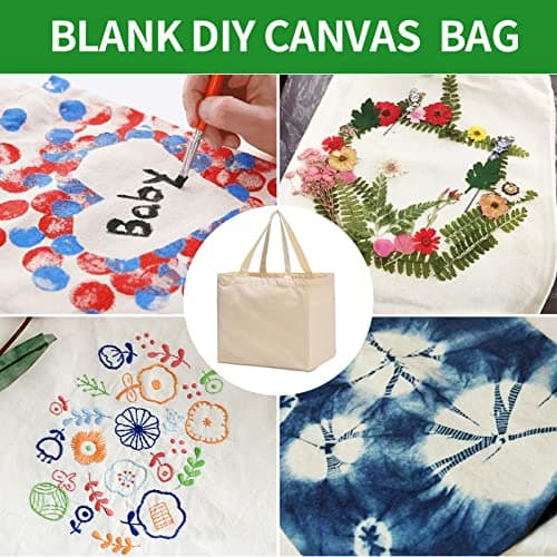 Canvas Reusable Grocery Bags with Handles, Foldable Large Tote Bag, Holds 60 lbs, Washable Eco-friendly Bags