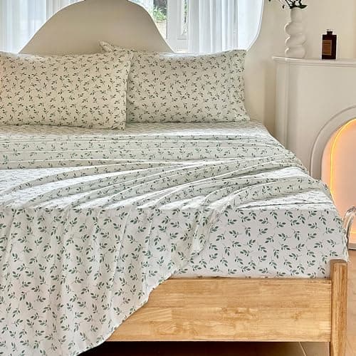 HYPREST Leaf Floral Deep Pocket Bed Sheets, 1800 Thread Count, Oeko-Tex Certified