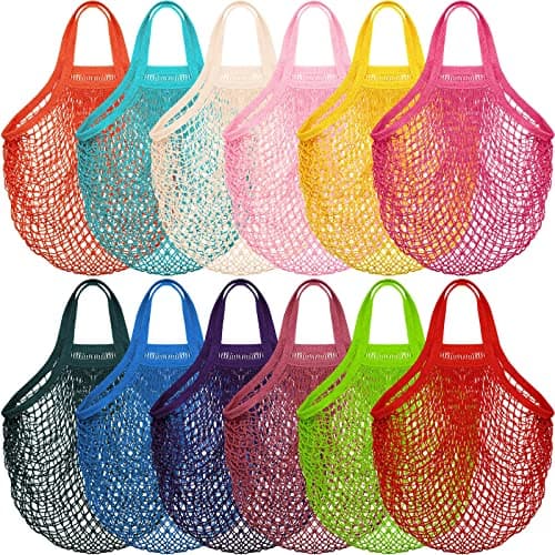 Shappy 12 Pack Large Reusable Mesh Groceries Bag Cotton Tote