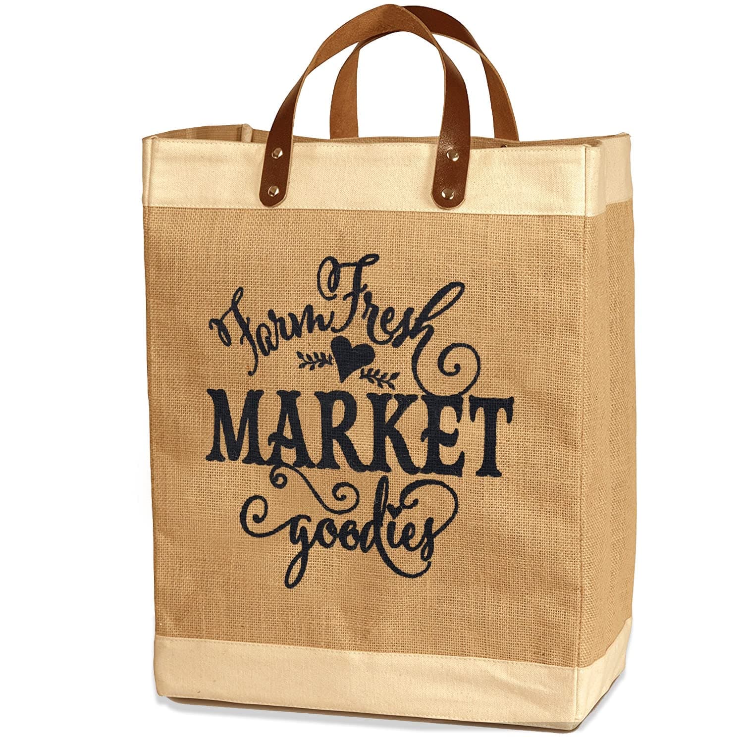 French Market Jute Tote Bag - Reusable Grocery Organizer