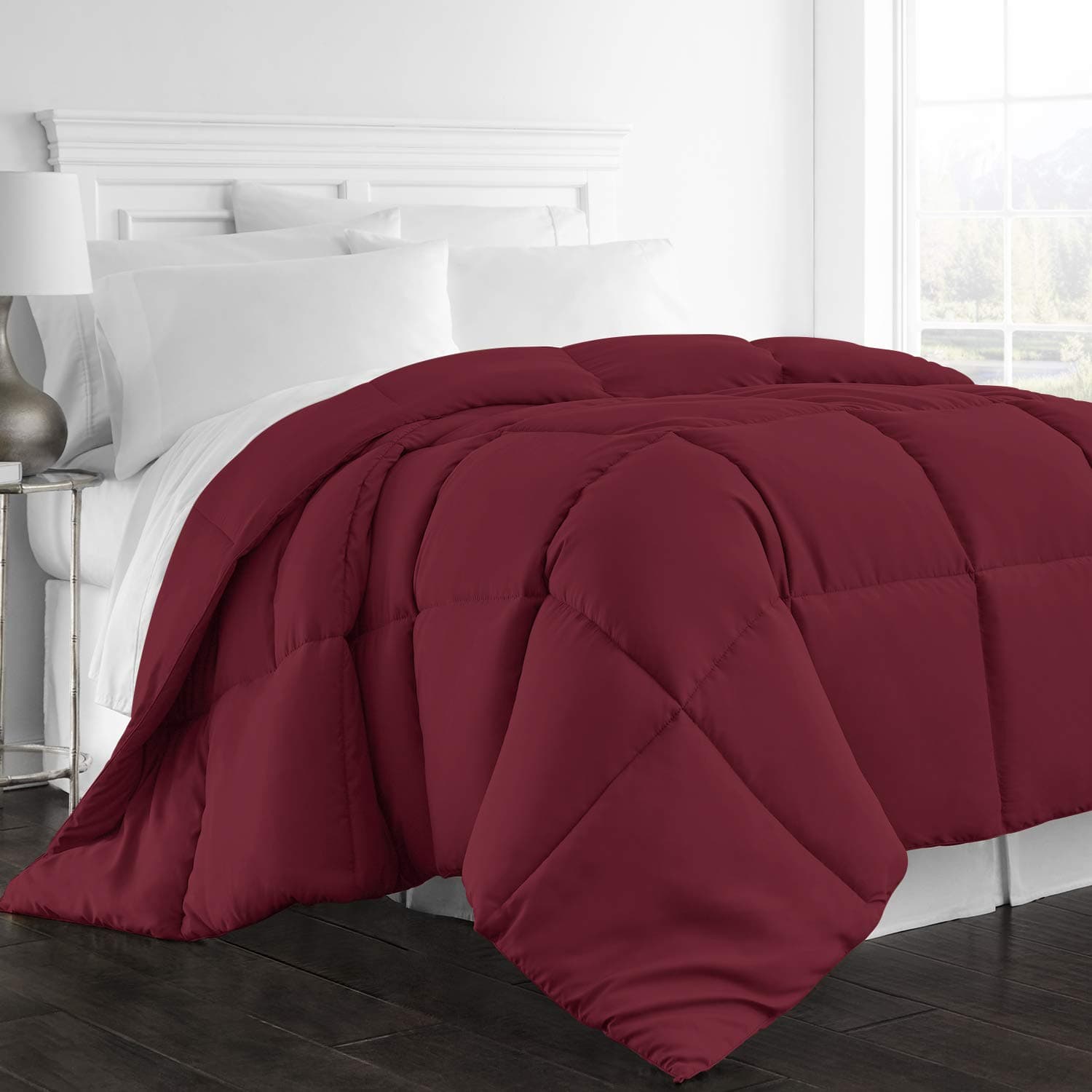 Beckham Hotel Twin/Twin XL Comforter - Luxury Goose Down Alternative - Burgundy